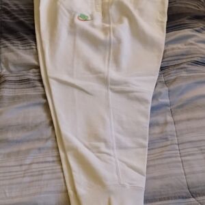 Nike Men's XL White Joggers with Gold and Green Logo